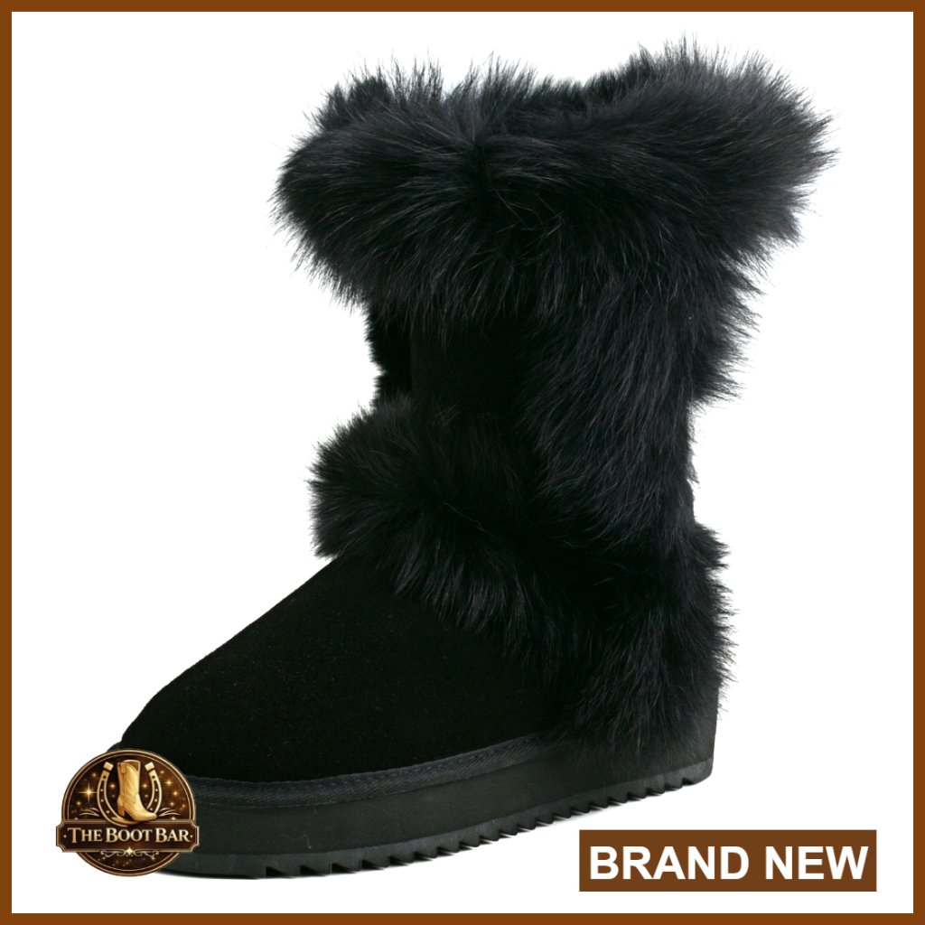 Waterproof Genuine Suede Platform Boots With Faux Fur Trim